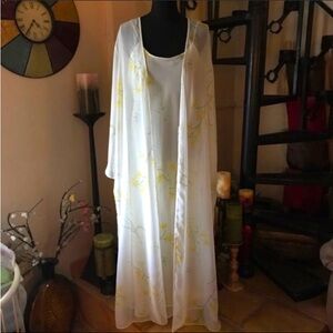 Chiffon Layers Yellow Long Maxi Slip Dress Nightgown Robe Peignoir Chemise